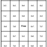 math bingo card - multiplication - 5