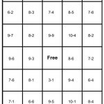 math bingo card - subtraction - 3