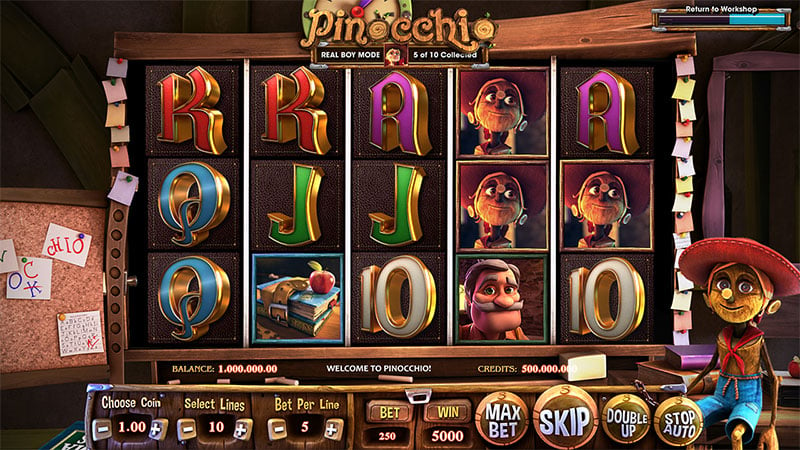 Pinocchio video slot classroom