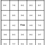 math bingo card - addition - 4