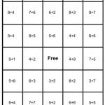 math bingo card - addition - 4