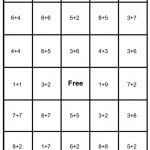 math bingo card - addition - 5