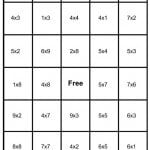 math bingo card - multiplication - 4