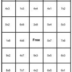 math bingo card - multiplication - 4