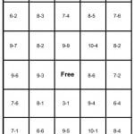 math bingo card - subtraction - 3