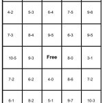 math bingo card - subtraction - 5