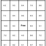 math bingo card - subtraction - 5