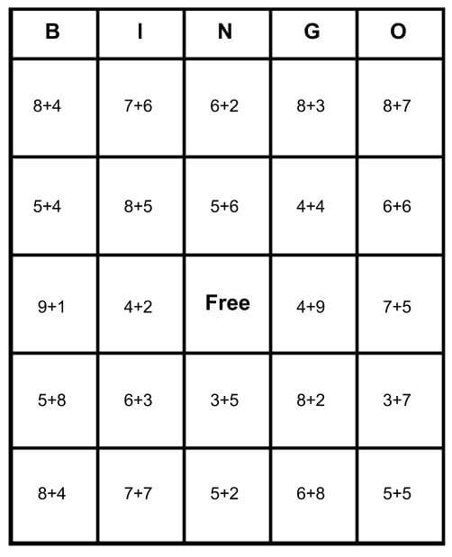 Math Bingo Printable Worksheets